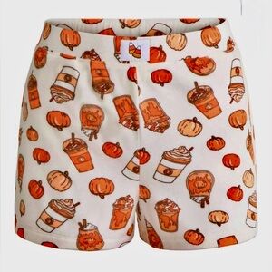 Way To Celebrate - Pumpkin Spice Plush Women’s Sleep Shorts – Size Large